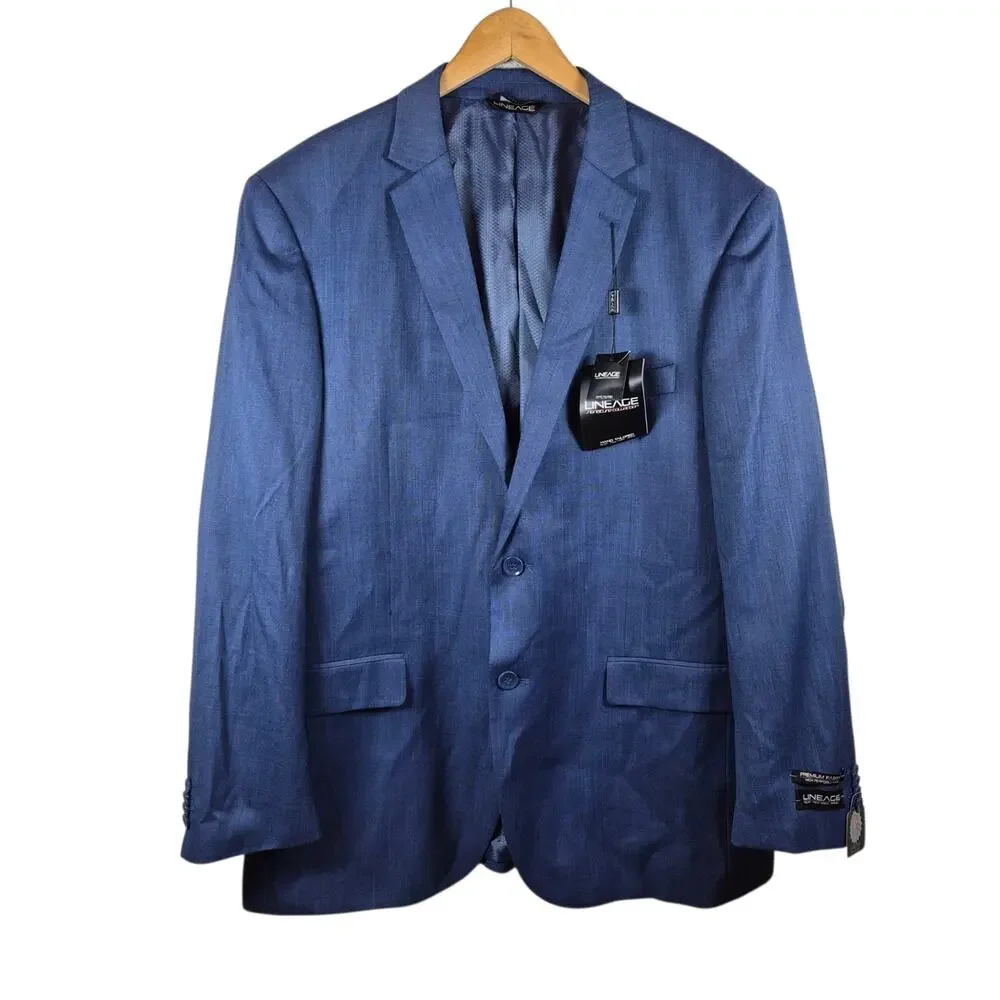NWT Lineage Signature Collection Suit Jacket Blazer Mens 46R Blue Andrew Coat